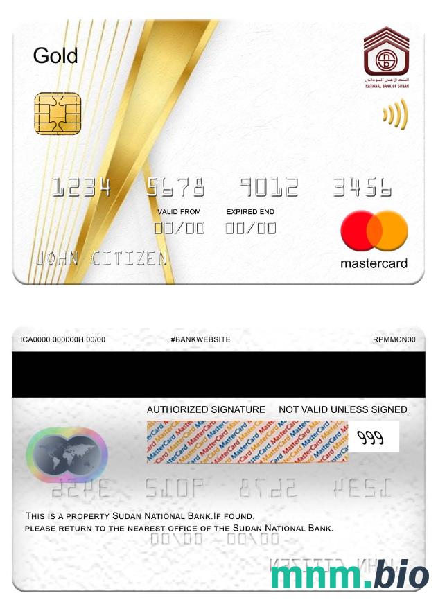 Sudan National Bank mastercard złoto
